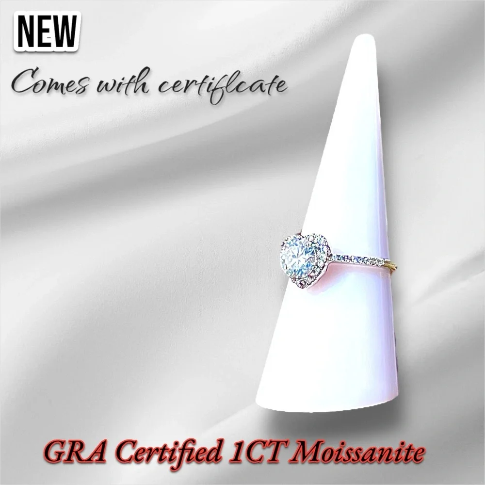 New Sterling Silver S925 GRA Certified 1CT Moissanite Adjustable Ring VVS1 - Picture 10 of 17